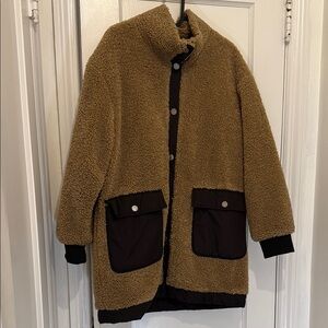 Zara Girls Sherpa Coat with Black Accents